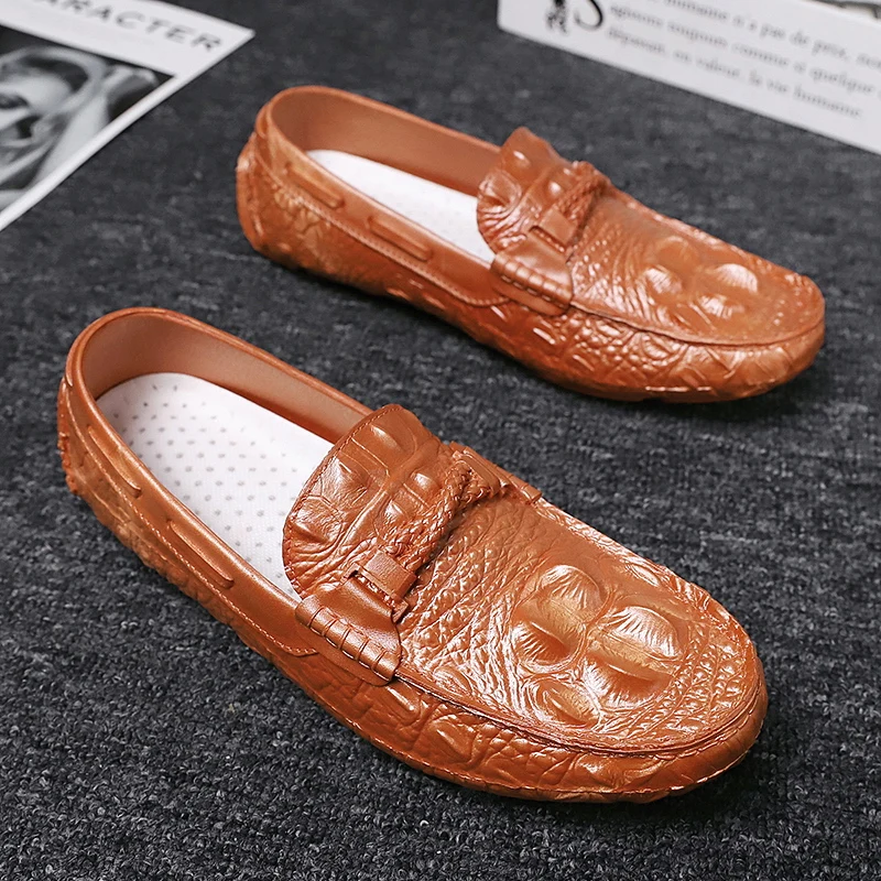 Men Casual Leather Shoes Italian Fashion Snake Skin Loafers designer Male Dress Moccasins Homme Tide Men Peas Shoes Lazy Shoes (18)