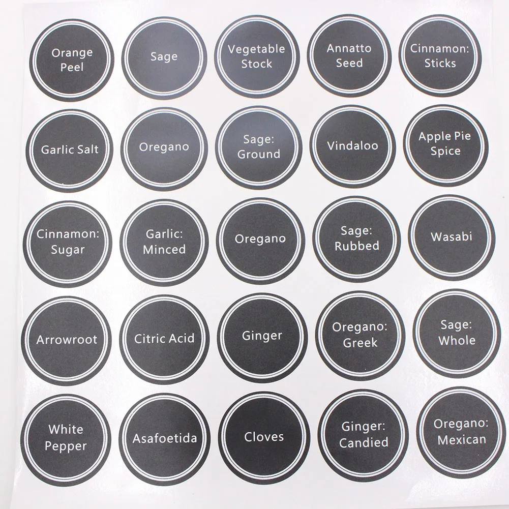 aeProduct.getSubject() 13pcs Waterproof Jar Stickers Round Bottle Tags Spice Labels Pantry Printed Decor Home Accessories PVC Adhesive Kitchen