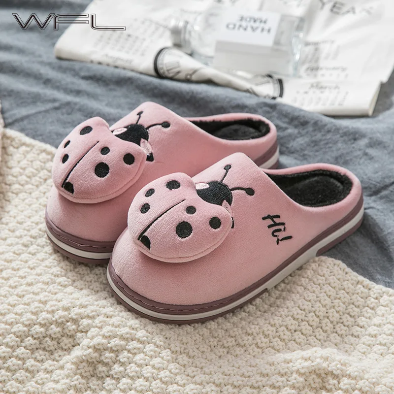 WFL Women Shoes Cute Plush with Lovely Cartoon Home Warm Winter Slippers Soft Cotton Thick Anti-slip Bottom House | Обувь
