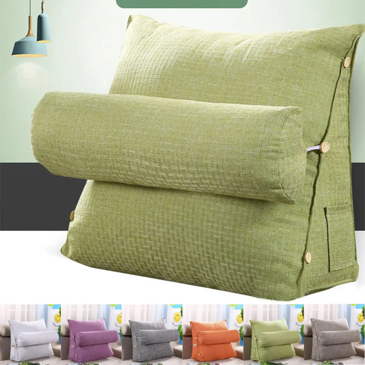 

Triangle Sofa Cushion Back Pillow Bed Backrest Office Chair Pillow Waist Lumbar Support Cushion Home Bedding 60x50x20cm 6 Colors