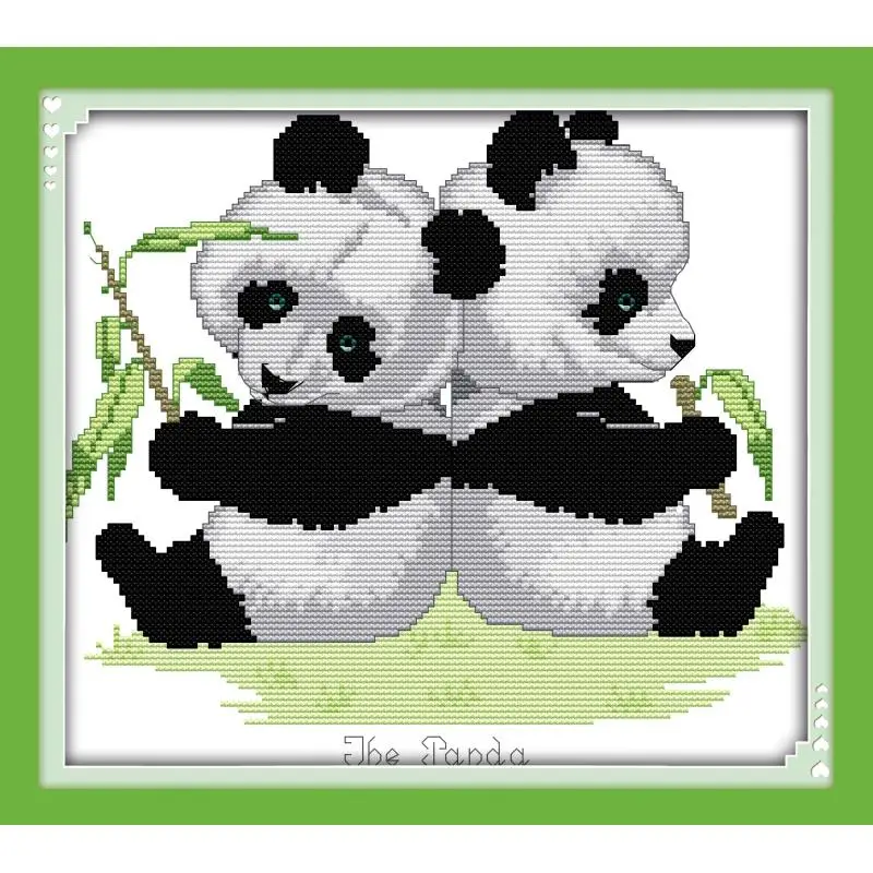 Joy Sunday Panda twins набор крестиков с мультяшным рисунком DMC 14CT Счетный крест Печать на