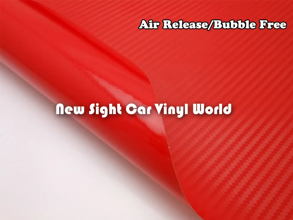 Красный виниловый рулон из углеродного волокна без пузырьков для автомобиля Размер: 1,52*30 м/рулон