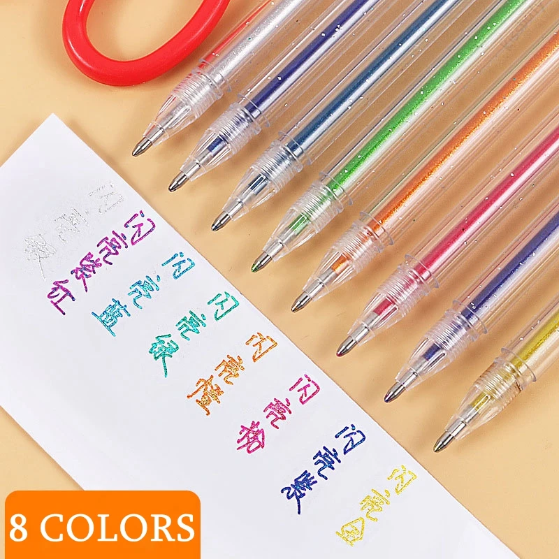 

8 Colors/Set Glitter Gel pen Highlighter Marker Pens Color Changing Flash Drawing Scrapbook Album Journal DIY Stationery School