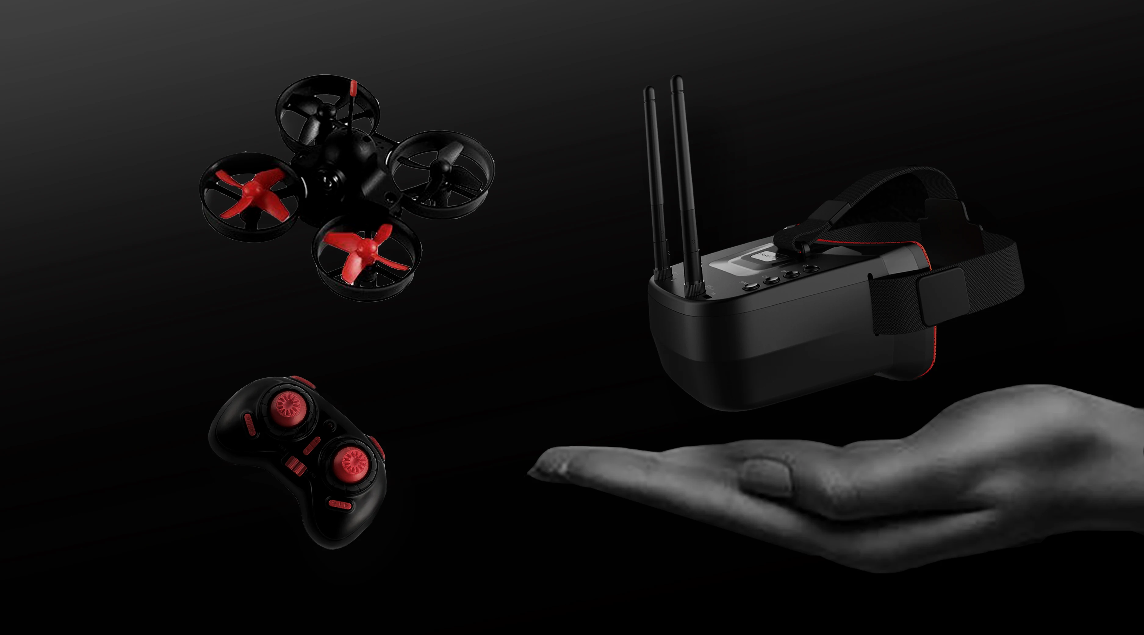 RTF Micro FPV RC Corrida Quadcopter, Óculos