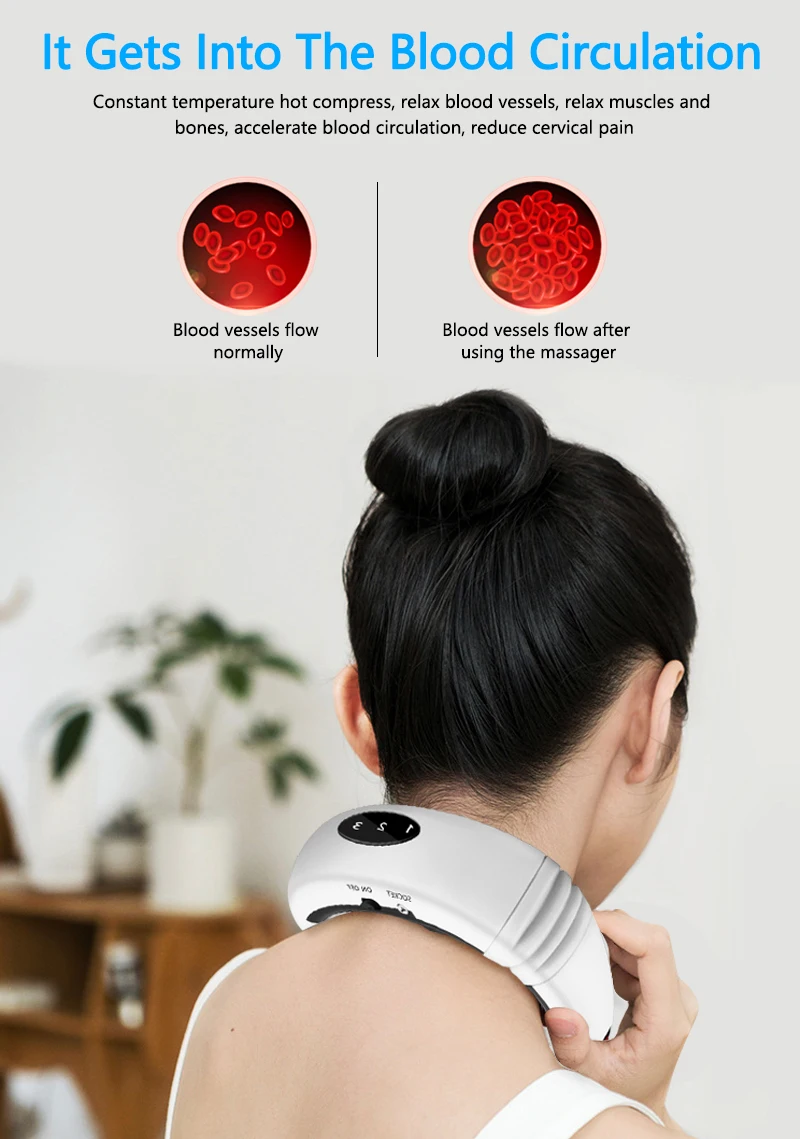 Electric Neck Massager & Pulse Back 6 Modes Power Control Far Infrared Heating Pain Relief Tool Health Care Relaxation Machine