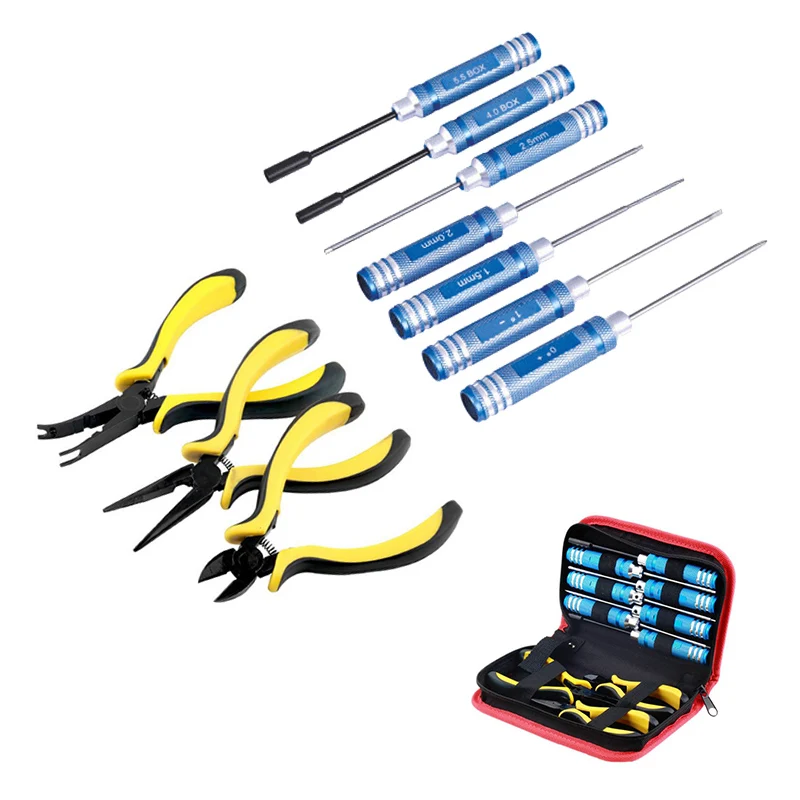 

Набор инструментов для ремонта радиоуправляемых автомобилей, набор инструментов для радиоуправляемой игрушечной модели, плоскогубцы с длинным носом, с наклонной головкой, с шестигранной отверткой, комплект из 10 предметов