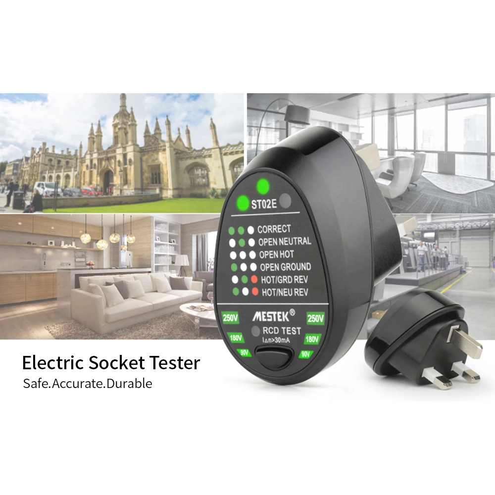 

Electric Socket Tester RCD Neutral Live Wire Earth Line Tester Circuit Polarity Detector EU Plug US UK Plug Breaker Finder