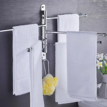

Stainless Steel Towel Rack Without Punching Hole Can Rotate Multi Pole Towel Bar Bathroom and Bathroom Hardware Pendant