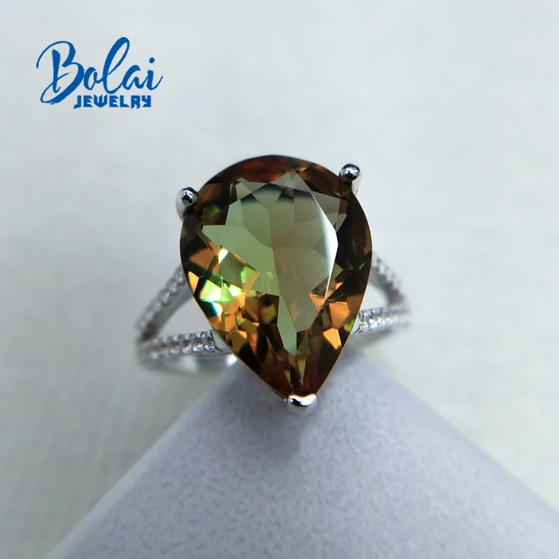 Bolaijewelry, Zultanite кольца стерлингового серебра 925 ювелирные изделия груша 12*16 мм драгоценный камень создан изменение цвета элегантный подарок для девочек