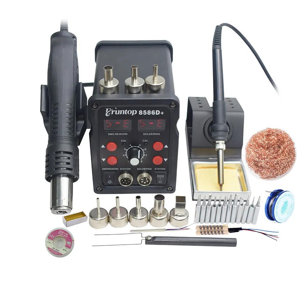 Comprar 2 en 1 Eruntop 8586 pantalla Digital de la soldadura eléctrica planchas + pistola de aire caliente mejor SMD Estación de Reparación