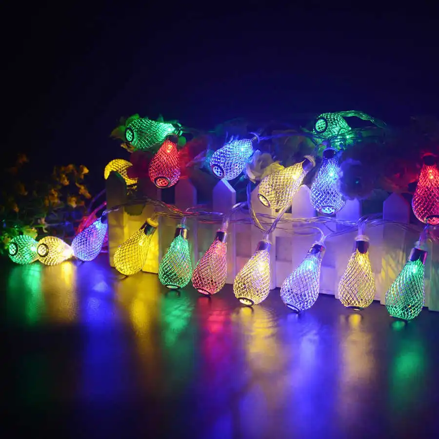

4M LED Holiday Light 20pcs Metal Drop Fairy String Light Christmas Decoration 8 Modes 220V Outdoor Patio Wedding Party Light