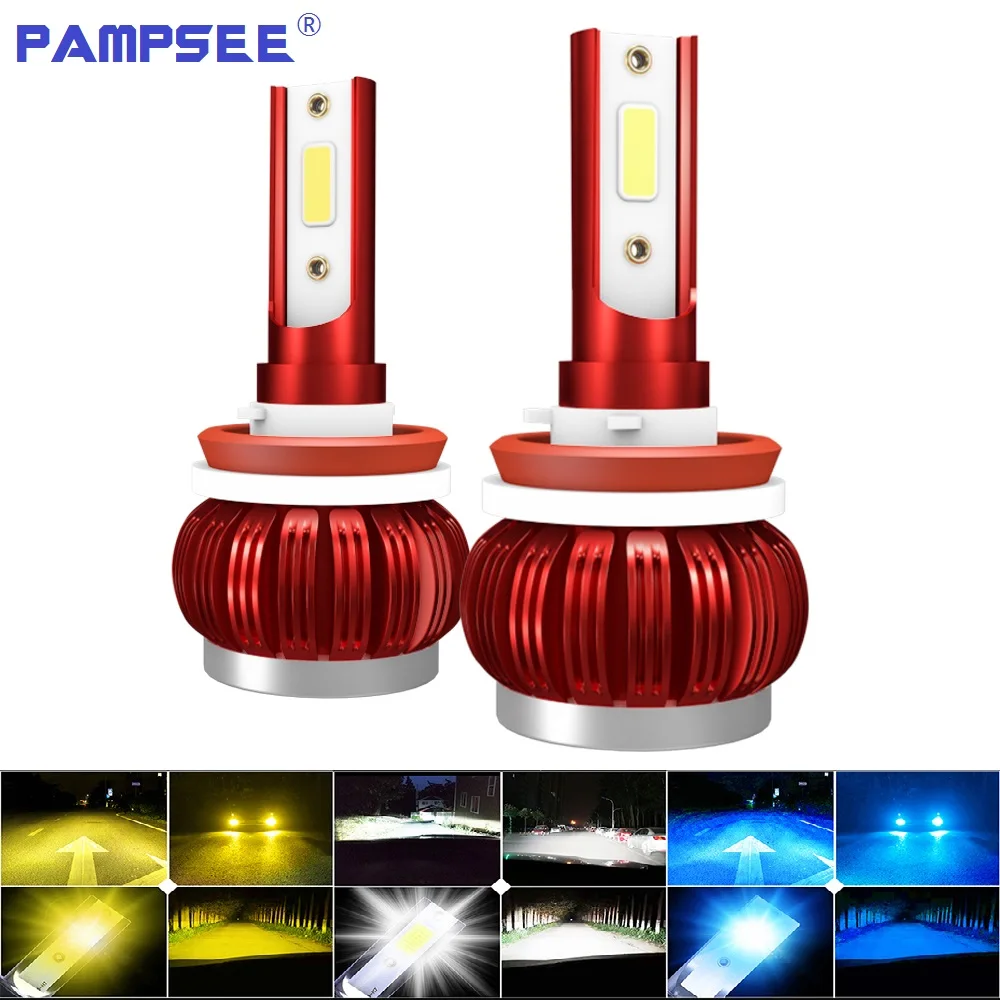 PAMPSEE H7 Led H4 H11 светильник фары H3 H1 светодиодные HB3 HB4 9005 9006 H8 H9 лампы 12 В 8000K 6000K лампа
