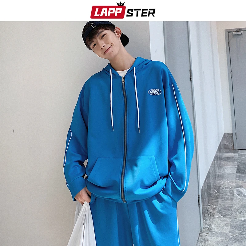 

Tracksuite Men Streeetwear Sweatsuit Fall 2019 Mens Fashions Pants Two Piece Set Male Side Striped Bomber Jacket Coats