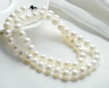 

Classic 9-10MM south sea natural round white freshwater pearl necklace 19inch