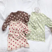 Платье в горошек в Корейском стиле для девочек осенние модные платья для девочек 1-6 лет HW866