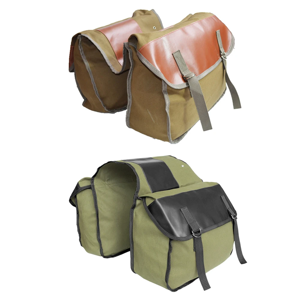 Mountain Road Bicycle Trunk Bags Waterproof Canvas Cycling Double Side Rear Rack Pouch Tail Seat Pannier Pack Luggage Carrier