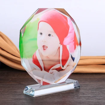 

Custom Round Crystal Photo Frame Personalized Baby Pictures Glass Frames Best gifts for Newborn Couples Kids Birthday Home Decor