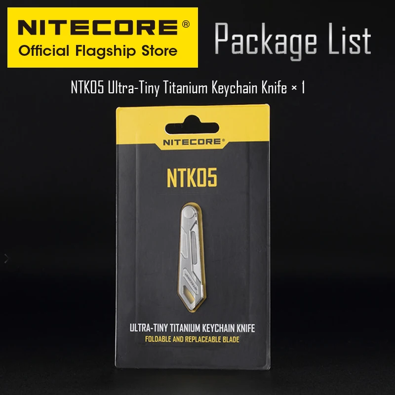 Nitecore NTK05 TC4 Tiny Titanium Mini Keychain Knife Lightweight CNC Portable EDC Folding Knife for Backpack Pendant Outdoor mini folding knife