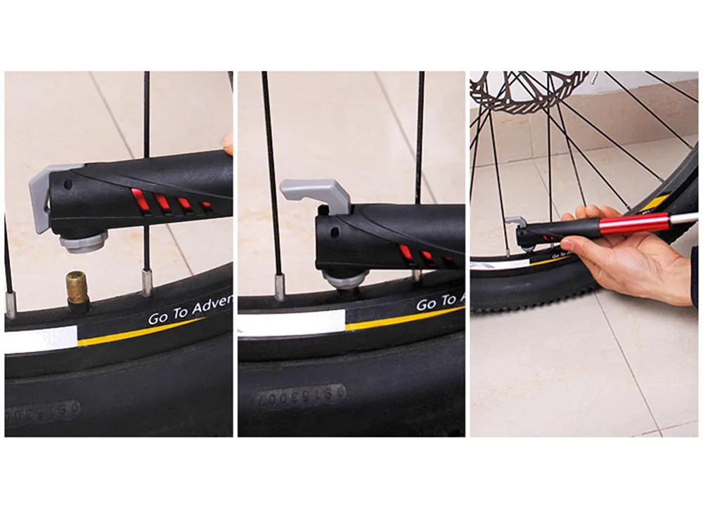 Bicycle Pump Aluminum Alloy Mountain Road Bike Pump Portable Hose Gauge Bike Tire Valve Air Inflator Cycling Accessories BC02 (2)