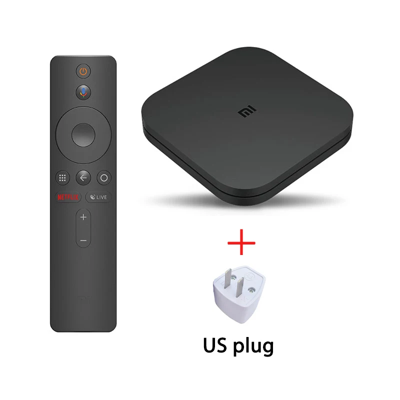 add US Plug Оригинальная глобальная Xiaomi Mi ТВ коробка S 4K ТВ-приставка Android ТВ 8,1 со сверхвысоким разрешением Ultra HD, 2G 8G WI-FI Google Cast Netflix IPTV Set-Top Box 4 Media Player - Цвет: add US Plug