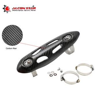 

Alconstar- Universal Motorcycle Muffler Exhaust Link Pipe Carbon Fiber Protector Heat Shield Cover For YAMAHA ZUSUKI KAWASAKI