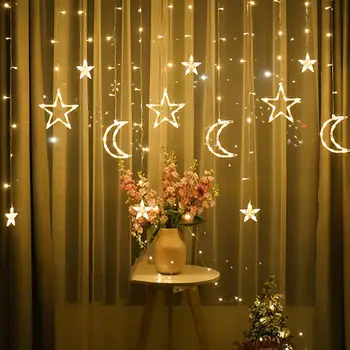 

Moon Star Durable Romantic Super Bright Fairy String Light LED Lamp String Moon Star Lamp String 8 Modes Festival