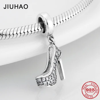 

Beautiful 925 Sterling Silver Shining Clear CZ Crystal High heels Shape Charm Fit Original Designer Charms Bracelet Jewelry