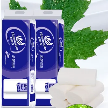 

IN STOCK 14 rolls/lot Comfortable native wood pulp 4-Ply toilet paper coreless roll paper toilet paper Household paper towels