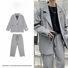 Conjuntos de ropa informal para hombre, prendas de vestir masculinas de estilo coreano, de un solo pecho, holgadas y simples