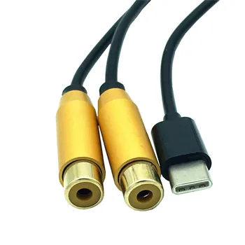 

USB Type C Male to Dual RCA Female/Male Stereo Audio Y Splitter Adapter Gold Plated RCA Plugs 80cm USB 3.1 to 2*RCA Cable 0.8m