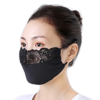 

5pcs/lot Ladies Ice Silk Masks Thin Section Anti-UV Breathable Lace Masks Washable Dust-proof Fashion Gauze Mouth Mask Sunscreen