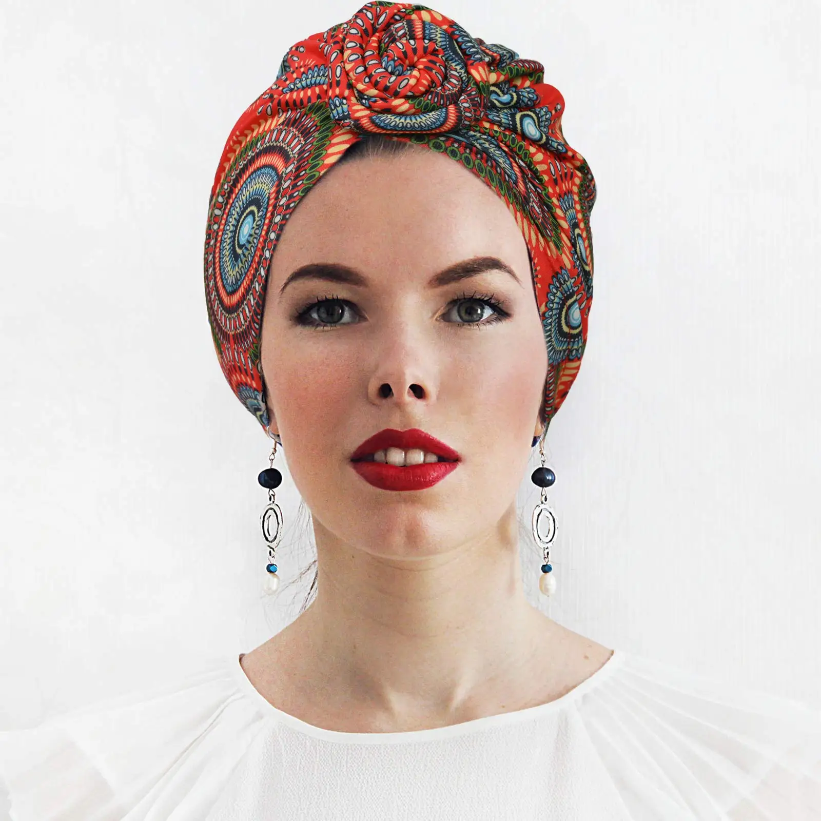 african wear for women 2022 Fashion Pre Tied Knot Head Wraps for Women Turban Bonnet African Headtie Headwrap Bohemia Muslim Hijab Cap african traditional clothing