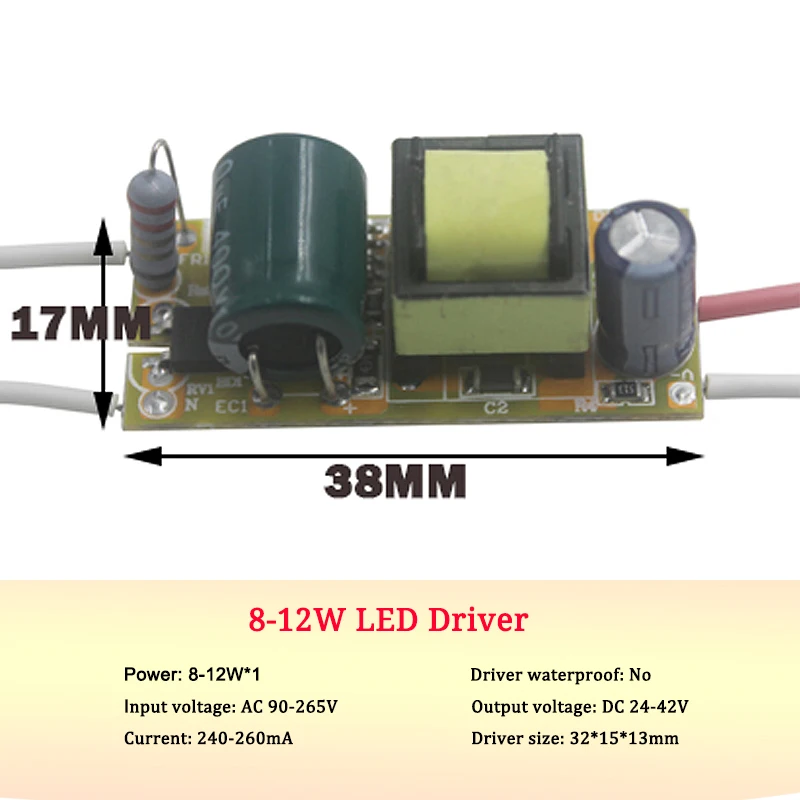 8 to 12Watt Usb кабель, 1 шт-1-36 Вт Светодиодный драйвер Вход AC 85-265V освещение трансформатор постоянного тока Питание адаптер для Светодиодный ламп/прожектор - Цвет: 8 to 12Watt