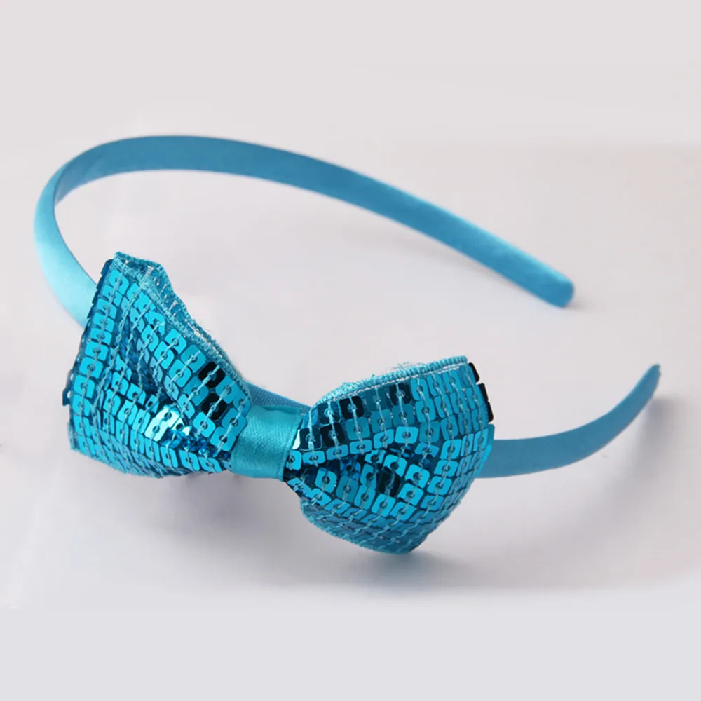 Sky blue headband Новые однотонные повязки для волос Meimie для девочек, аксессуары для волос с блестками, модная повязка для волос с бантом для детей, Изысканные предметы - Цвет: Sky blue headband