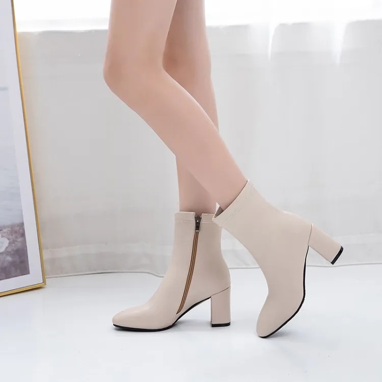 

Big Size 9 10 11 12 boots women shoes ankle boots for women ladies boots shoes woman winter Side zipper square head thick heel