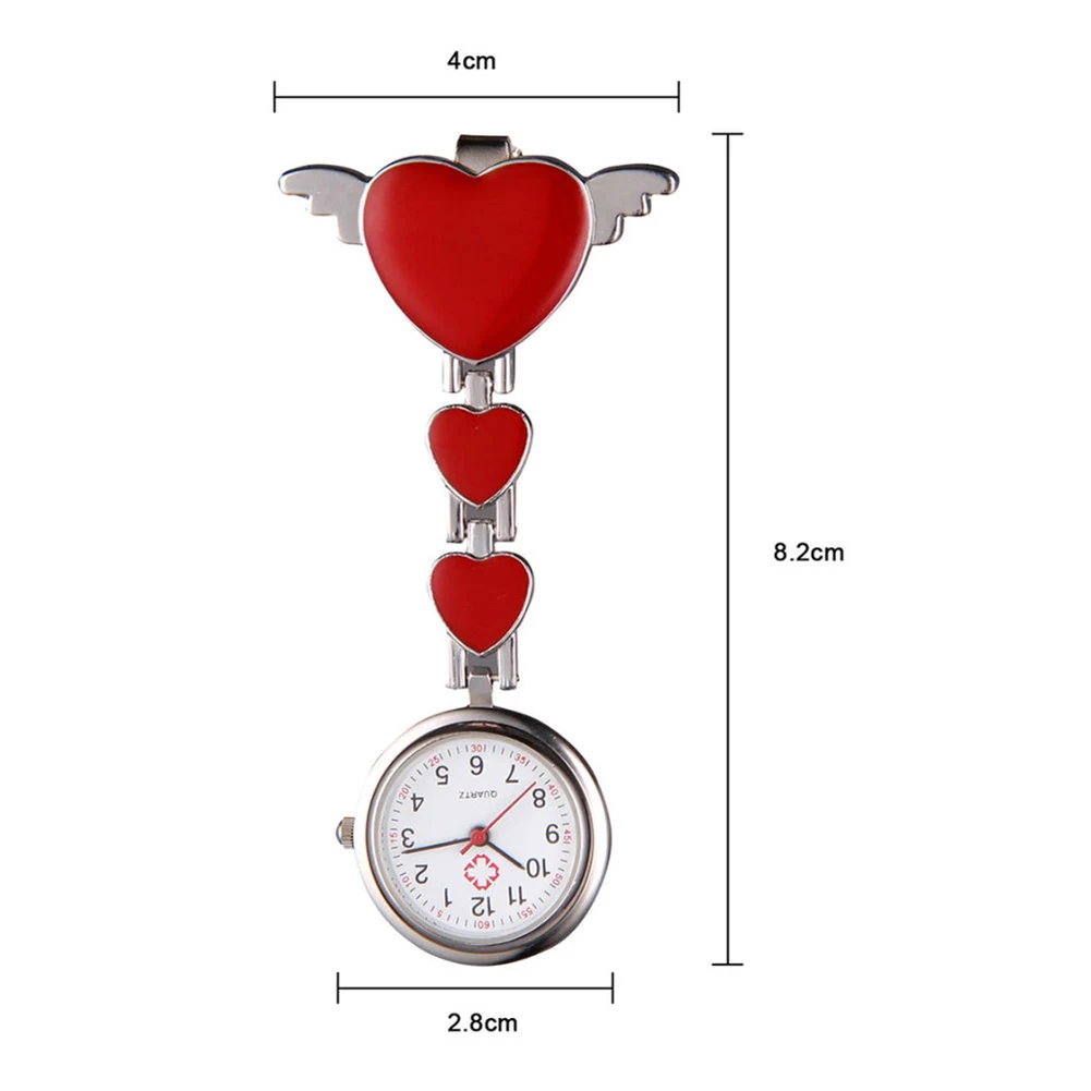 Женские кварцевые карманные часы Love Heart Wings брошка на клипсе Fob медсестры медики
