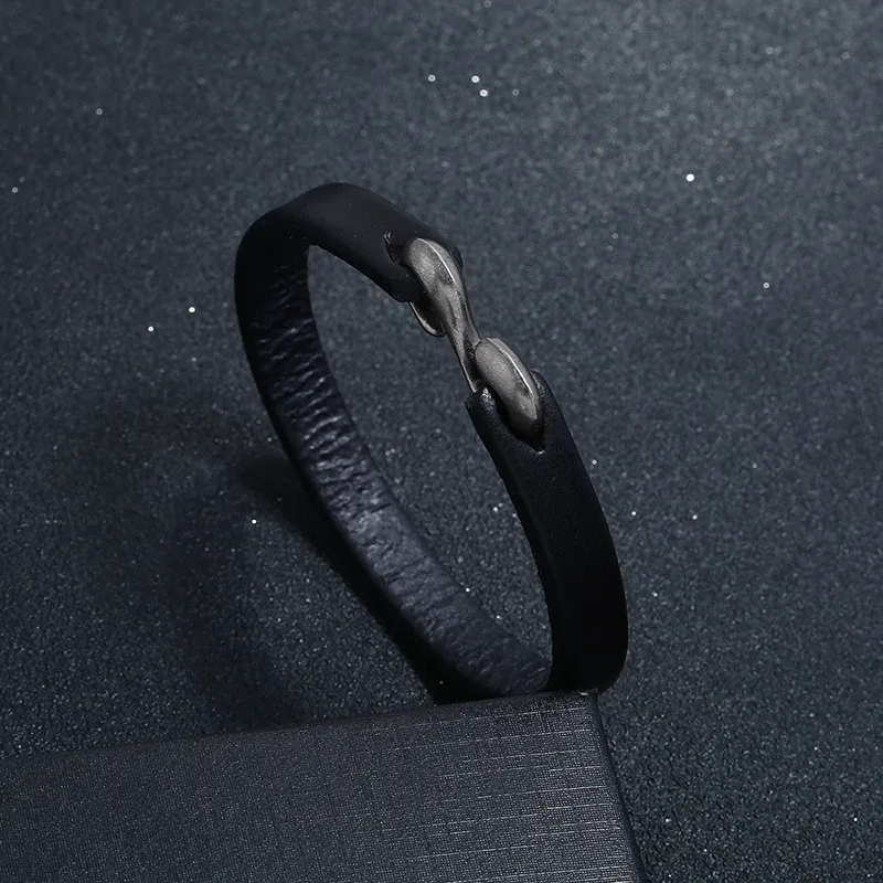 ZORCVENS Men Women Genuine Leather Bangle Retro Cuff Bracelet Classic Hooks Wristband Jewelry Gifts