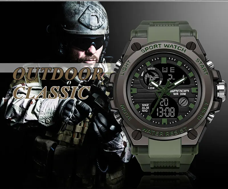 SANDA Brand G Style Men Digital Watch Shock Military Sports Watches Fashion Waterproof Electronic Wristwatch Mens Relogios 739