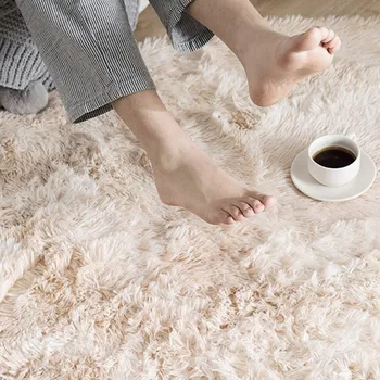 

Multicolored Area Rug Sofa Anti-Skid Dining Room Decoration Polyester Fiber Shaggy Fluffy Rugs Home Mat Bedroom Floor