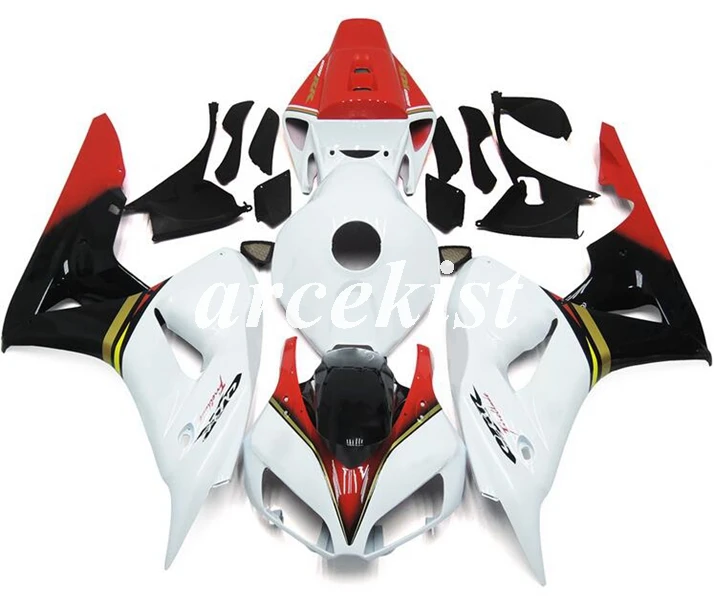 white red Литьевая Форма ABS мотоцикл обтекатели комплект подходит для CBR1000RR 06 07 CBR 1000RR CBR1000 2006 2007 тела набор белый красный - Цвет: white red