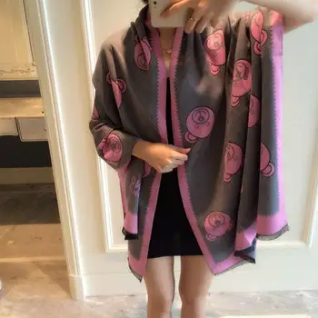 

J1340 Scarf Female Spring, Autumn and Winter Korean Style Lattice Thickened Cashmere Shawl Dual-purpose Cape