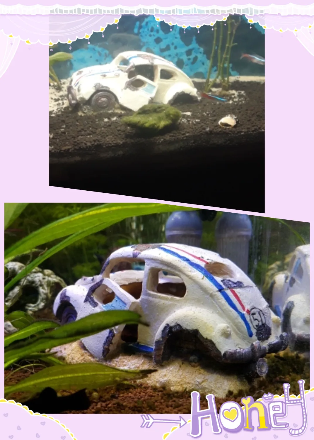 Resin Fish Tank Ornament Cave Aquarium Decoration Damaged Car