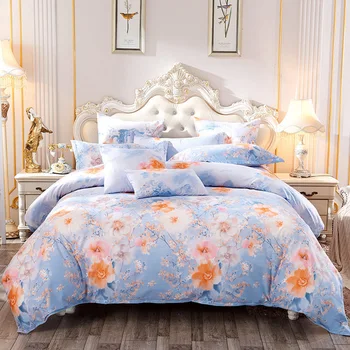 

4pcs/set Bedding Set Love Idyllic Flowers Pattern Bed Linings Duvet Cover Bed Sheet Pillowcases Cover Set Bedding Fleur De Lis