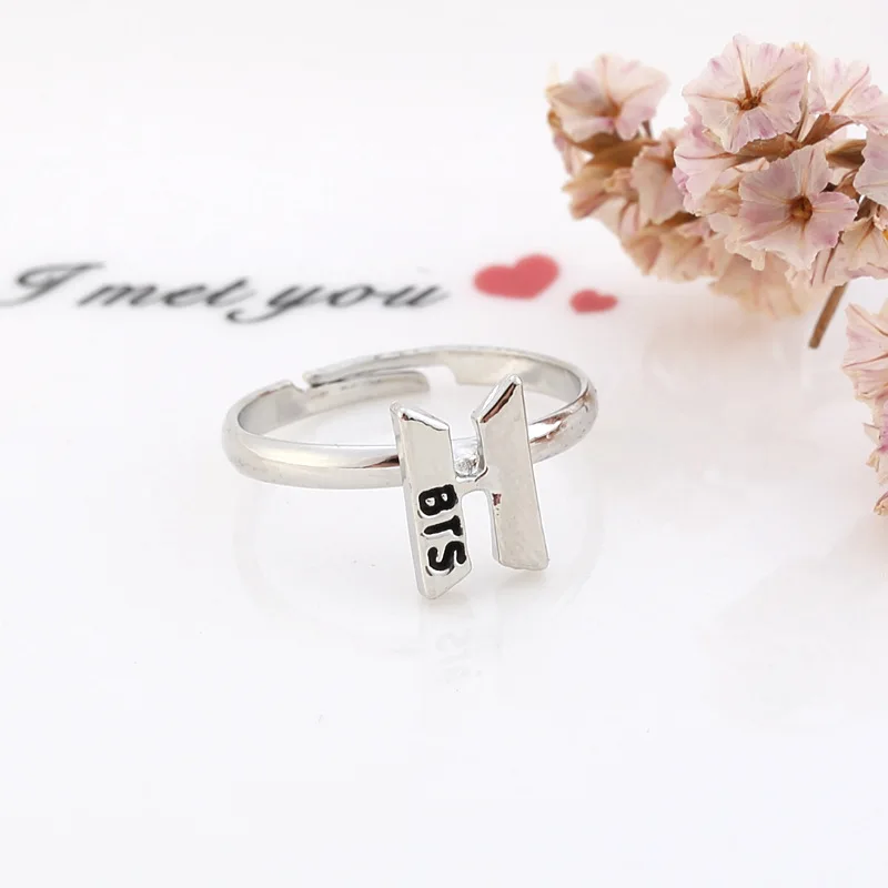 Hot Selling Supply of Goods BTS Bulletproof Boys Celebrity Style Lettered Ring Wanna ONE Twice Logo