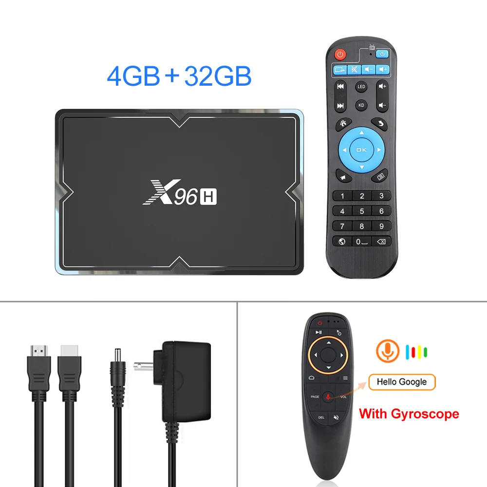 X96H Smart tv Box Android 9,0 4 Гб 64 Гб 32 Гб Allwinner H603 wifi BT 1080P 4K Google Play Netflix Youtube 2 ГБ 16 ГБ Android tv Box - Цвет: 4G32G G10-Voice Gyro