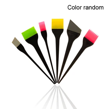 

6pcs/set Hairdressing Tools Stirring Silicone Comb Dyeing Brush Scraping For Barbers Professional Pigment Cream Random Color