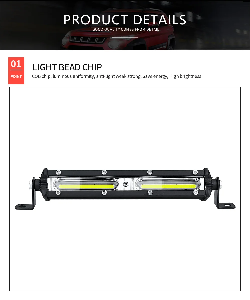 Ультра-тонкий Однорядный 6 дюймов COB 18 Вт автомобильный рабочий светильник, светодиодный светильник для внедорожников/квадроциклов/грузовиков