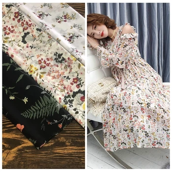 

Broken beautiful cloth thin material soft elastic crepe fabric printing new DIY clothing fabric / 1 m
