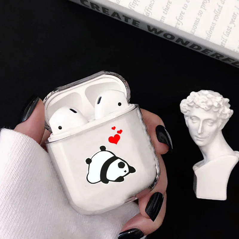 Прозрачный мягкий силиконовый чехол с рисунком панды для Airpods 1/2|Аксессуары