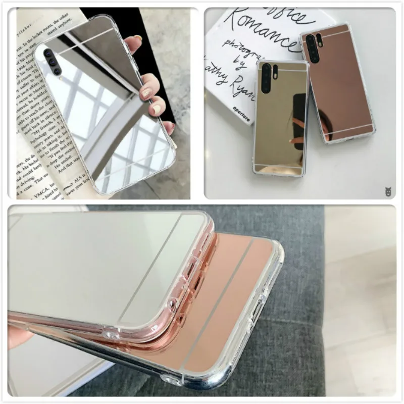 

Electroplate Plating Mirror Makeup Case for Huawei P Smart 2019 Psmart Plus 2018 HONOR 10 9 8 Lite 8A 8C Soft TPU Silicone Cover